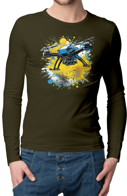 Men`s longsleeve with prints Drone. Drone, fpv drone, ukraine, зсу. 2070702