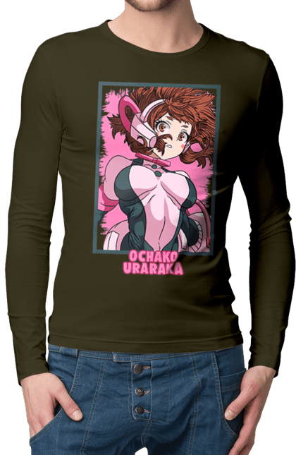 Чоловічій лонгслів з принтом "Моя академія героїв Урарака". My hero academia, ochako, uraraka, uraraka ochako, академія юей, аніме, манга, моя геройська академія, очако урарака, урарака. 2070702