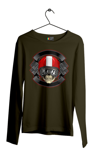 Men`s longsleeve with prints skull motorcyclist. Helmet, motorcyclist \, skull. 2070702