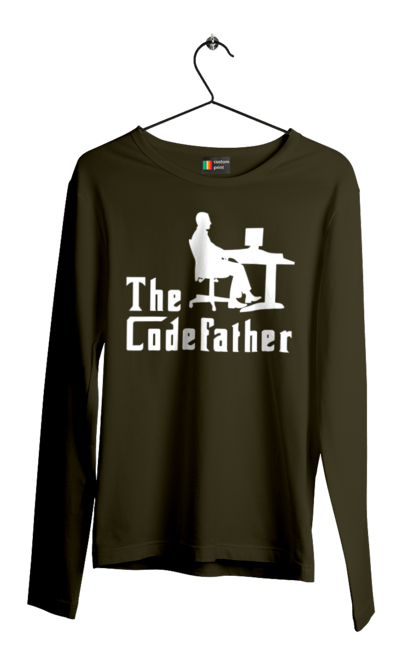 Чоловічий лонгслів з принтом "Батько коду". Айті, айтішник, батько коду, для айтішника, для програміста, подарунок айтішнику, подарунок програмісту, програміст, розробник. 2070702