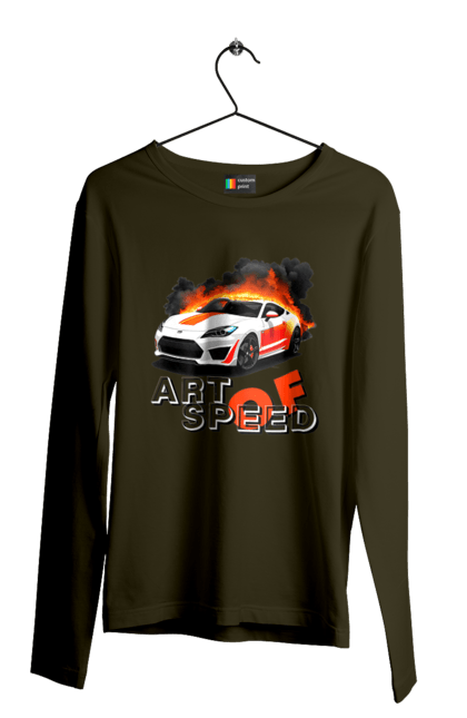 Чоловічий лонгслів з принтом "Швидкість". Авто, автомобіль, автомобільний, гонка, швидкість. 2070702
