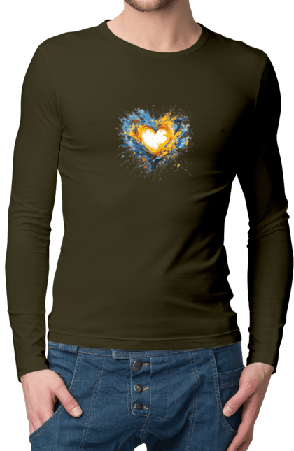 Men`s longsleeve with prints Patriot heart. Heart, patriotic, ukraine, ukrainian, ukrainian flag. 2070702