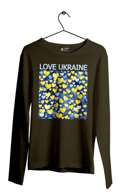 Чоловічий лонгслів з принтом "Люблю Україну". Люблю україну, любов, серце, символи україни, україна, українська символіка. 2070702