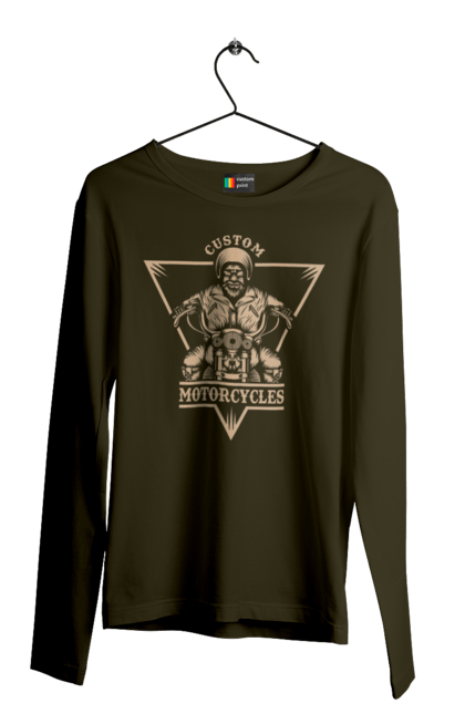 Men`s longsleeve with prints Skeleton on a motorcycle. Drive, motorcycle, skeleton. 2070702