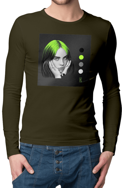 Чоловічий лонгслів з принтом "Біллі Ейліш". Біллі, біллі ейліш, ейліш. 2070702