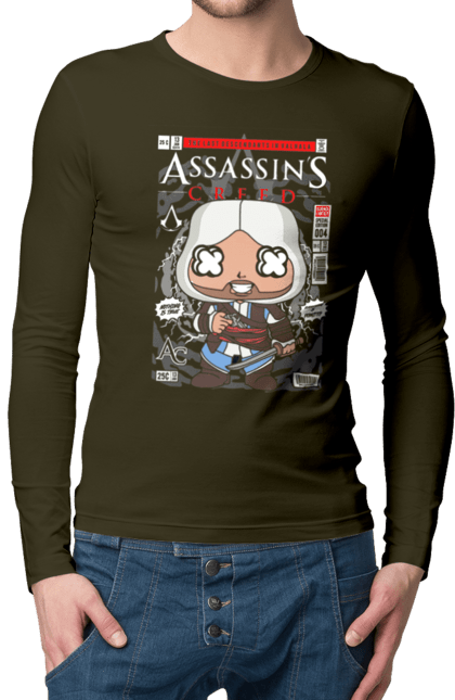 Чоловічій лонгслів з принтом "Assasin Creed". Вбивця, віровчення, гра, кредо ассасину, убісофт. Funkotee