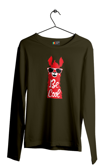 Men`s longsleeve with prints Cool llama. Animals, cool, glasses, lama. 2070702