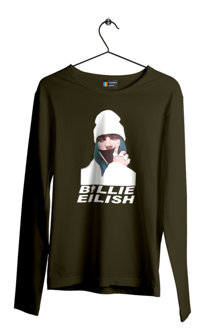Чоловічий лонгслів з принтом "Біллі Айліш". Біллі айліш, логотип біллі айліш, принт біллі айліш, співачка біллі айліш. 2070702