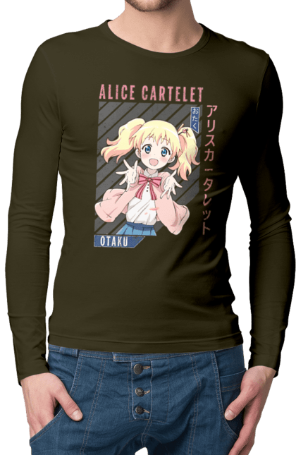 Мужской лонгслив с принтом Золотая мозаика Алиса Картелет. Alice cartelet, anime, kiniro mosaic, kinmoza, manga, алиса, алиса картелет, аниме, золотая мозаика, манга. 2070702