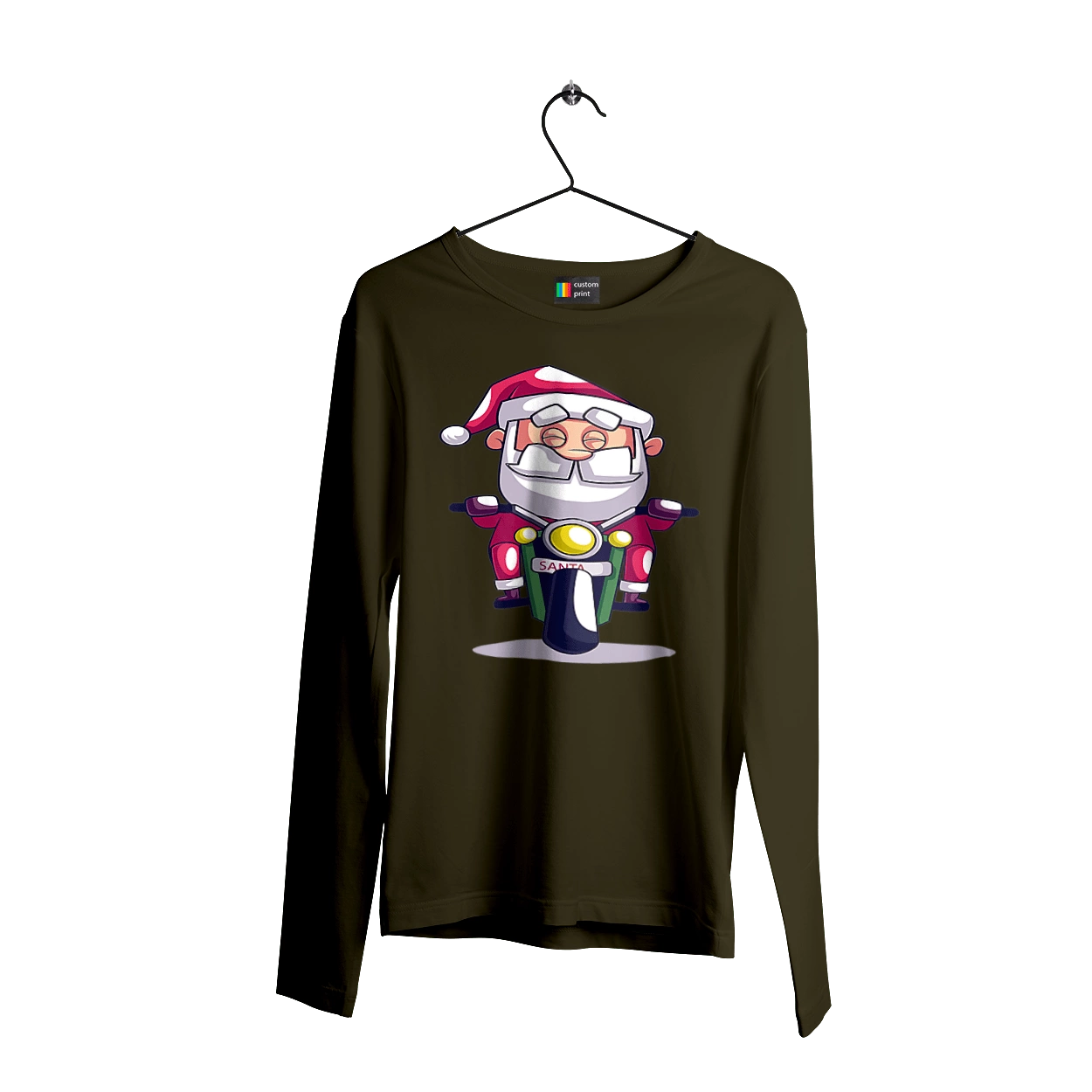 Счастливый санта на мотоцикле