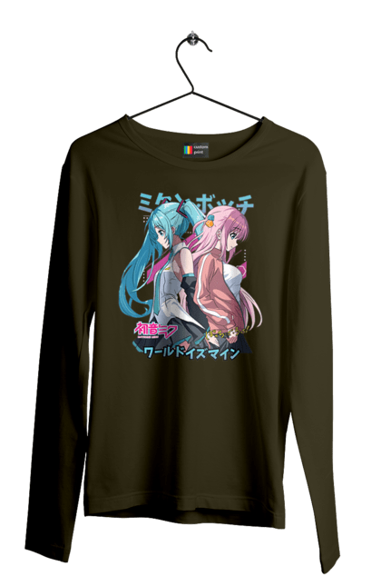 Men's longsleeve with prints Hatsune Miku and Hitori Gotou. Anime, bocchi the rock, hatsune miku, hitori goto, hitori gotou, lonely rocker, miku, rocker, vocaloid. 2070702