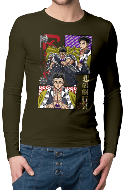 Men's longsleeve with prints Demon Slayer Gyomei. Anime, demon slayer, gyomei, gyomei himejima, himejima, kimetsu no yaiba, manga, serial. 2070702