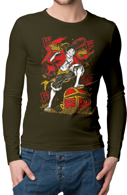 Men's longsleeve with prints One Piece Luffy. Anime, luffy, manga, monkey de luffy, one piece, pirates. 2070702