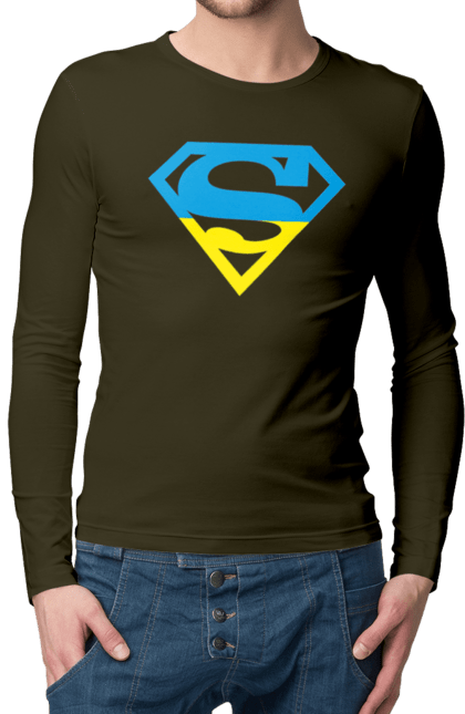 Чоловічий лонгслів з принтом "Україна супер". Символіка, супер, україна. 2070702