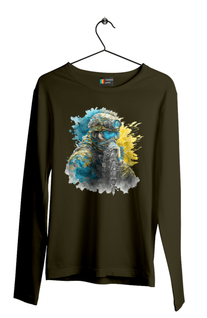 Чоловічий лонгслів з принтом "Снайпер ЗСУ". Армія, зсу, прапор україни, символи україни, снайпер, солдат, україна. 2070702