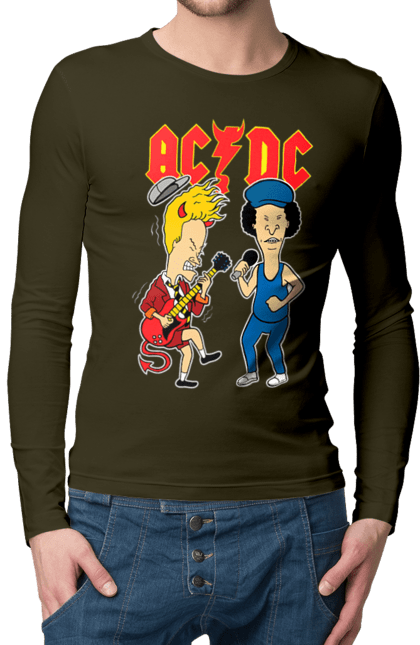 Мужской лонгслив с принтом AC/DC. Acdc, блюз рок, группа, музыка, рок н ролл, тяжелый рок, хард рок. 2070702