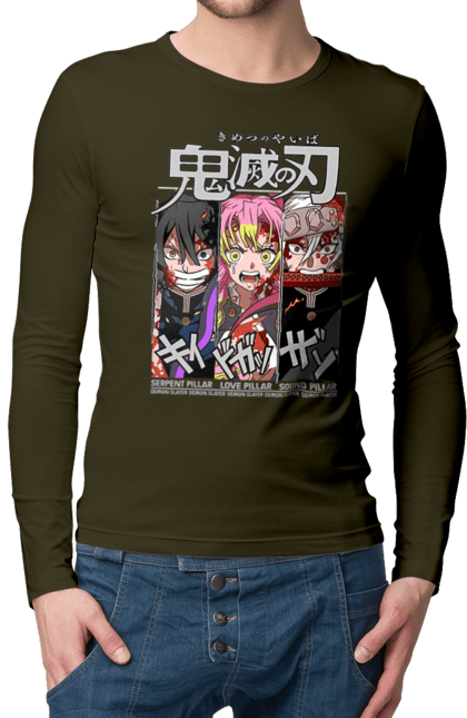 Men's longsleeve with prints Demon Slayer Obanai Mitsuri Tengen. Anime, demon slayer, iguro, kimetsu no yaiba, manga, mitsuri, obanai, tengen. 2070702