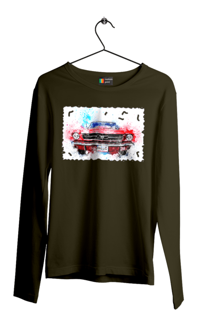 Чоловічий лонгслів з принтом "Автомобіль мустанг". Автомобіль мустанг, донати, допомога, дорога, колесо, конь, машина, мустанг, пейпел, україна. 2070702