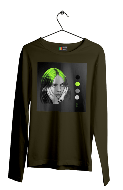 Чоловічий лонгслів з принтом "Біллі Ейліш". Біллі, біллі ейліш, ейліш. 2070702