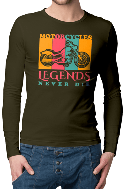 Чоловічий лонгслів з принтом "мотоцикл легенда". Легенда, мотоспорт, мотоцикл. 2070702