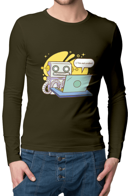 Чоловічий лонгслів з принтом "Я не робот Хакер зрозуміє 404 до дня програміста". 404, aws, backend, c++, cloud, css, frontend, golang, java, js, linux, python, script, web, ай ті, айті, айтішник, верстка, дата, код, компьютер, лаптоп, облако, ошибка, програміст, программа, программист, програмування, робот, хакер, язык. 2070702