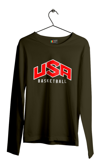 Чоловічій лонгслів з принтом "Баскетбол США". Basketball, usa, usa basketball, баскетбол, команда, спорт, спортивна команда, сша. 2070702