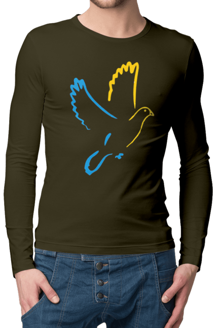 Чоловічий лонгслів з принтом "Голуб миру". Голуб миру, мир, перемога україни, україна. 2070702