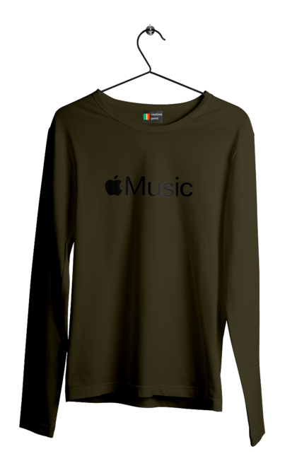 Чоловічій лонгслів з принтом "APPLE MUSIC". Apple, apple music, music, айфон, яблуко. CustomPrint.market