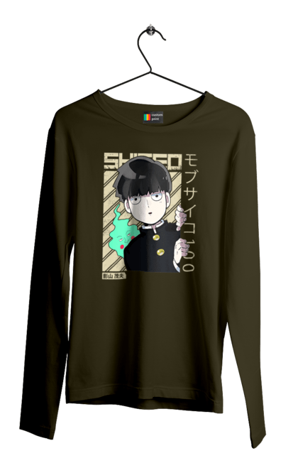 Men's longsleeve with prints Mob Psycho 100. Anime, manga, mob, mob psycho 100, shigeo kageyama. 2070702