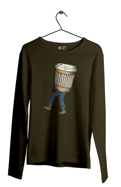 Чоловічий лонгслів з принтом "Людина Кава". Кава. 2070702