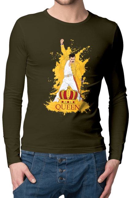 Men's longsleeve with prints Freddie Mercury. Freddie mercury, lettering, music, queen, rock, rock band. 2070702