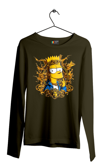 Men's longsleeve with prints Bart Simpson Versace. Bart, cartoon, serial, simpson, versace. 2070702