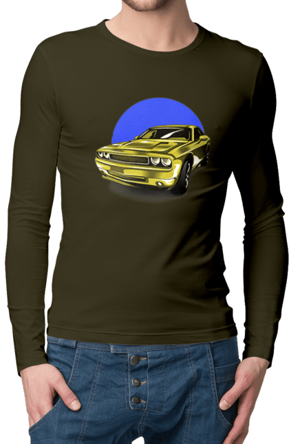 Чоловічий лонгслів з принтом "Український спорткар". Авто, додж челенджер, маслкар, машина, потужне авто, спорткар, український спорткар, швидкість. 2070702