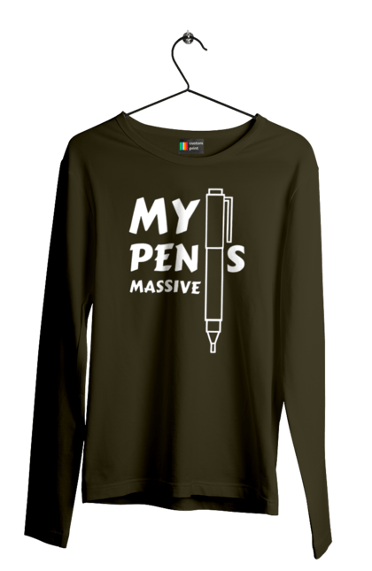 Чоловічий лонгслів з принтом "Моя ручка величезна". Гумор, мем, моя ручка величезна, прикол, прикольна, смішна. 2070702