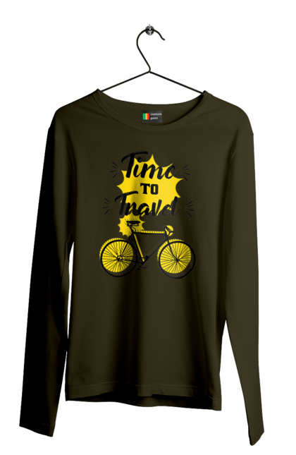 Men`s longsleeve with prints Travel Time, Bicycle. Bicycle, time, travel. 2070702
