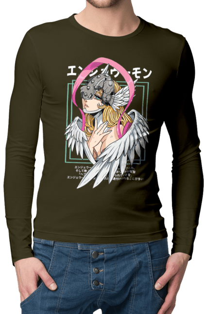 Men's longsleeve with prints Digimon Angewomon. Angewomon, bandai, digimon, digital monsters, media franchise, virtual pets. 2070702