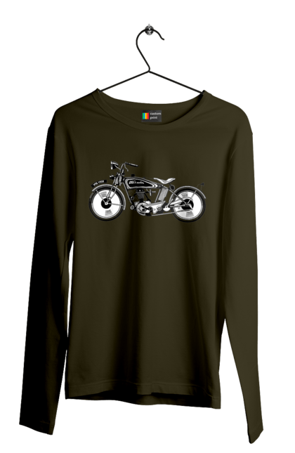 Чоловічий лонгслів з принтом "Мотоцикл Ретро". Мото, мотоцикл, ретро. 2070702