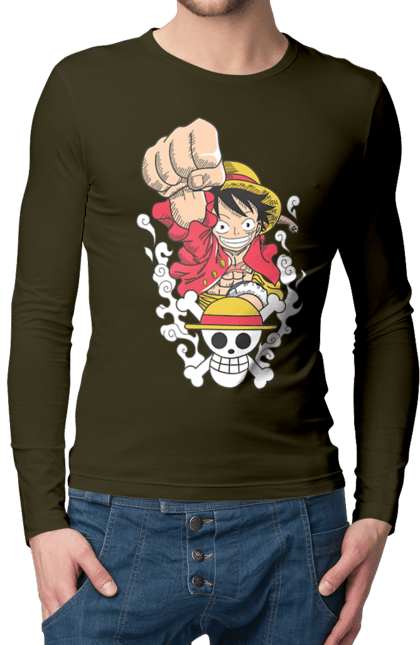 Men's longsleeve with prints One Piece Luffy. Anime, luffy, manga, monkey de luffy, one piece, pirates. 2070702