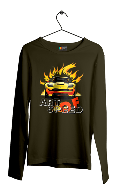 Men`s longsleeve with prints Car on fire. Car, fire, speed, sport car, sports car. 2070702