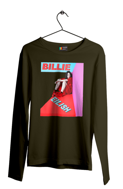 Чоловічий лонгслів з принтом "Біллі Айліш". Біллі айліш, логотип біллі айліш, принт біллі айліш, співачка біллі айліш. 2070702