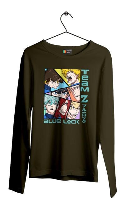 Men's longsleeve with prints Blue Lock. Anime, blue lock, blue prison, manga, sport, sports anime. 2070702