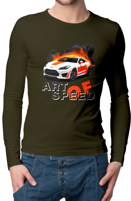 Чоловічий лонгслів з принтом "Швидкість". Авто, автомобіль, автомобільний, гонка, швидкість. 2070702