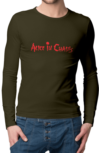 Men's longsleeve with prints Alice in Chains. Alice in chains, alternative metal, alternative rock, group, grunge, hard rock, music, rock, sludge metal. 2070702