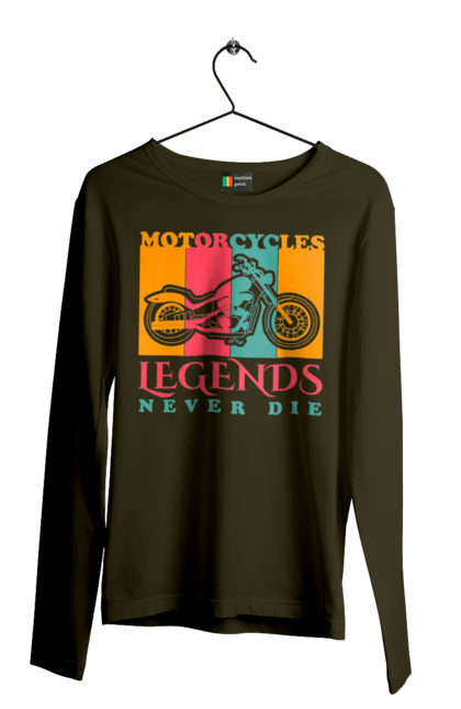Чоловічий лонгслів з принтом "мотоцикл легенда". Легенда, мотоспорт, мотоцикл. 2070702