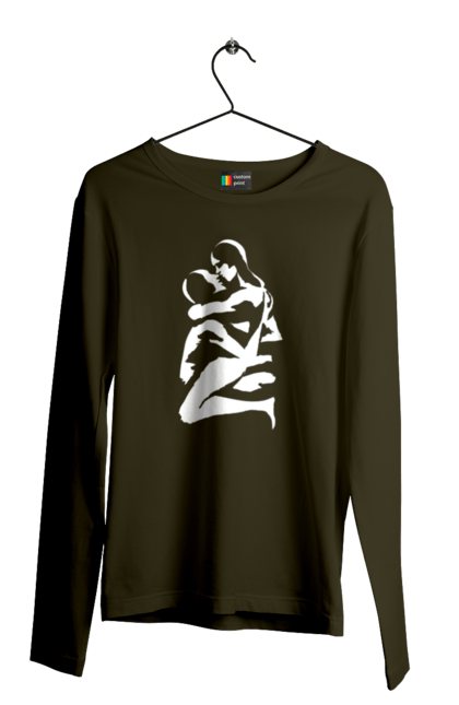 Чоловічий лонгслів з принтом "Білі Тіла". Жінка, контур, тіла, чоловік. 2070702