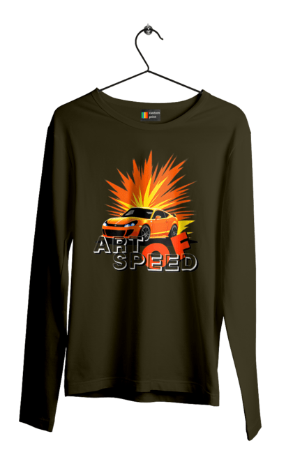 Чоловічий лонгслів з принтом "Мистецтво швидкості". Авто, автомобіліст, автомобіль, водій, швидкість. 2070702