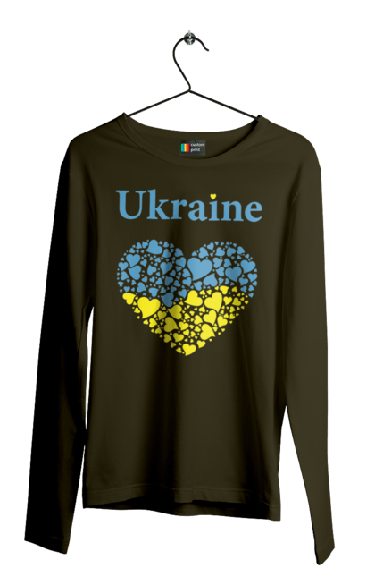 Мужской лонгслив с принтом Ukraine Heart. Сердце, украина, флаг. 2070702