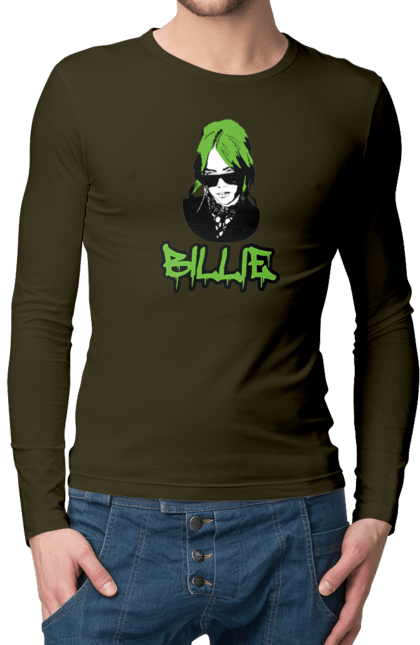 Чоловічий лонгслів з принтом "Billie Eilish". Активістка, біллі айліш, мизукант, права, співачка, тварини. 2070702