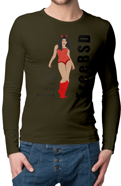 Чоловічий лонгслів з принтом "Freebsd Для Вільних". Bsd, freebsd, unix, адміністратор, айті, айтішник, безкоштовна, безкоштовно, бестія, вільна, демон, демонесса, дівчина, для дорослих, доступність, еротика, еротична, жінка, незалежність, операційна система, ос, програміст, програмне забезпечення, свобода, сисадмін, система, системний адміністратор, софт, текст, червоний, чорний. 2070702