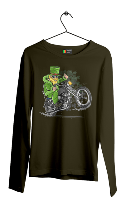 Men`s longsleeve with prints Patrick On A Motorcycle. Holiday, motorcycle, patrick. 2070702